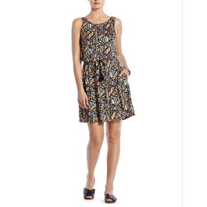 The Lucky Brand Mosaic Patterned Elastic Waist Light Weight Dress
